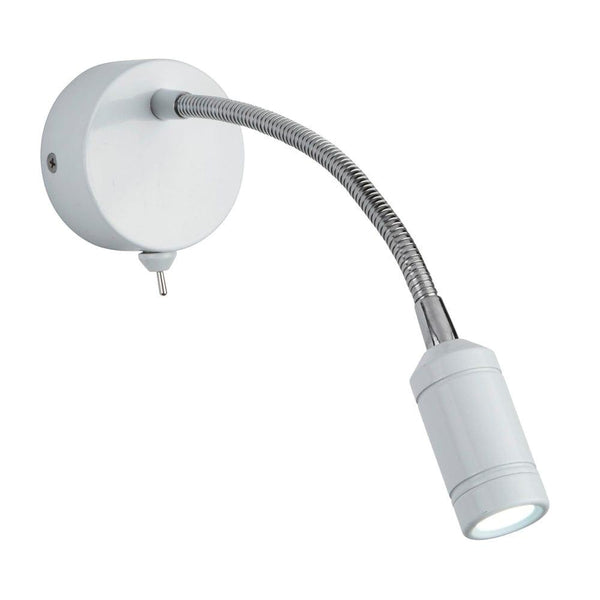 Flexi Wall LED Adjustable 1w Chrome Reading Light - Switched