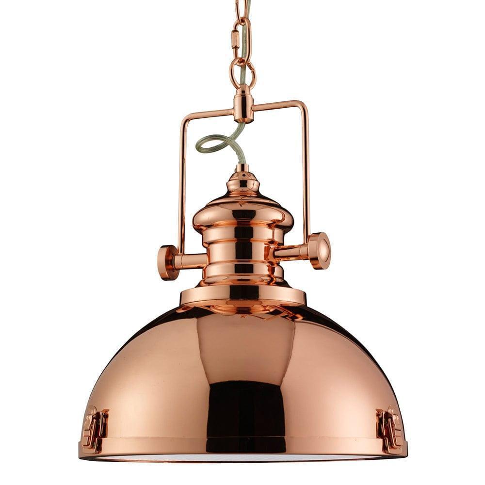 Louisiana Industrial 1 Light Copper Pendant Searchlight-Ceiling Pendant Lights-1-Tiffany Lighting Direct