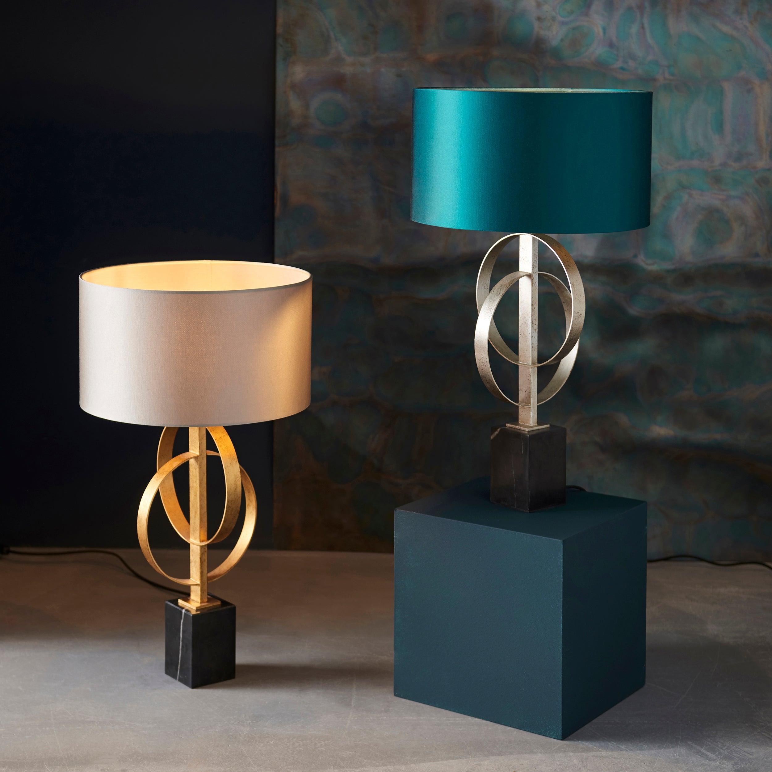 Norfolk Gold Table Lamp With Black Marble Base - Mink Shade-Living Lights-Living-Room-Tiffany Lighting Direct-[image-position]