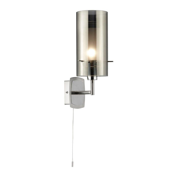 Duo I Chrome & Double Glass 1 Light Wall Light- Cord Pull