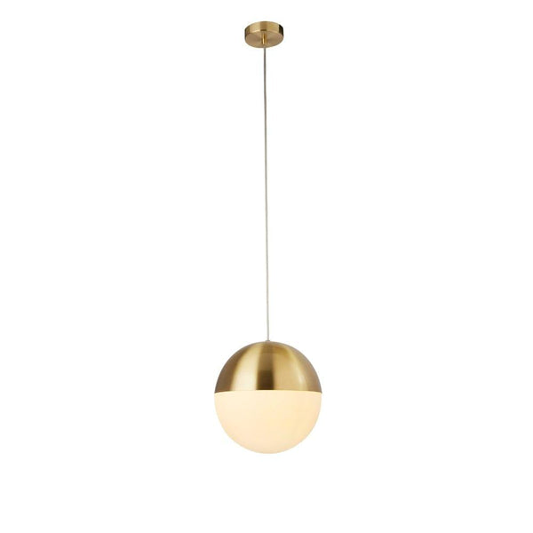 Endor 1 Light Brass & Opal Glass Ceiling Pendant - 250cm