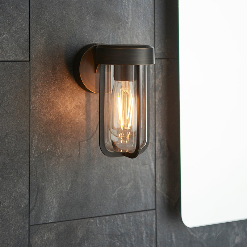 Newquay Bronze Outdoor Wall Light - Clear Glass Shade new bedroom image