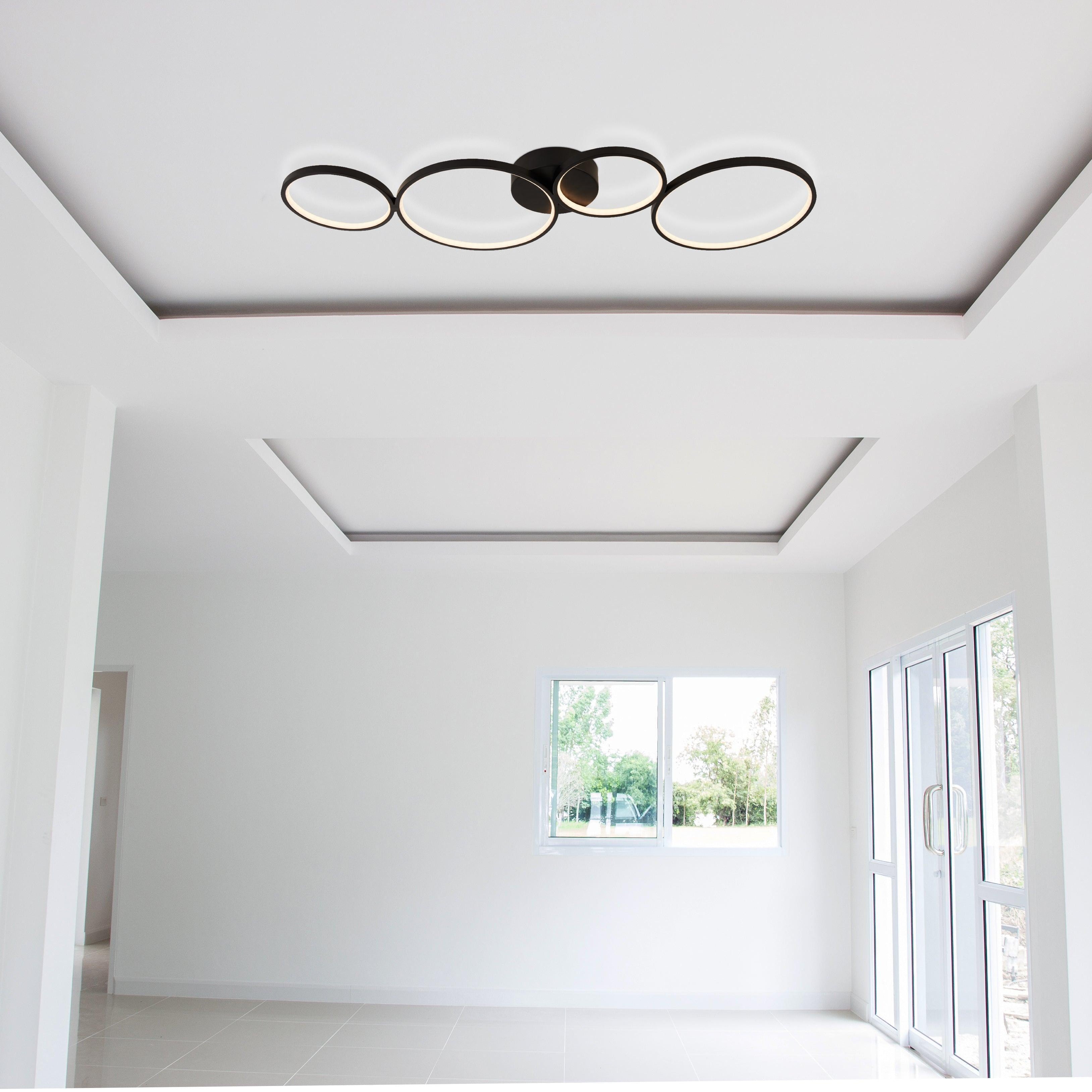 Cirque 4 Light LED Black Ring Flush Ceiling Light Searchlight Living Room Image 4