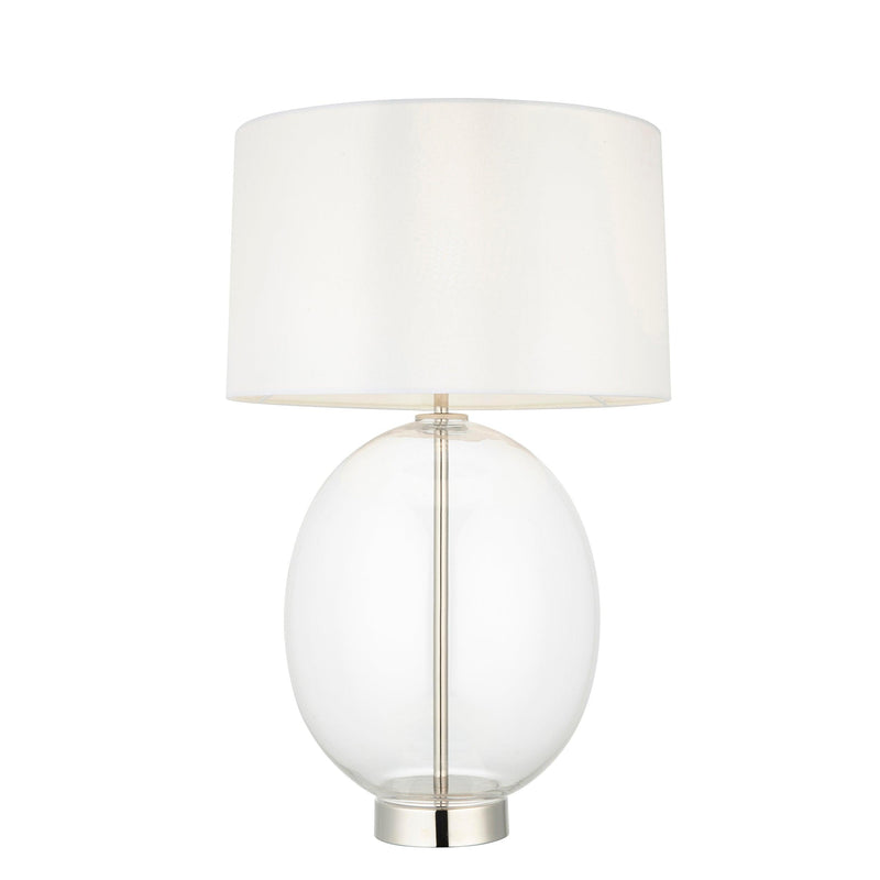 Linear Nickel & Oval Glass Touch Table Lamp - White Shade