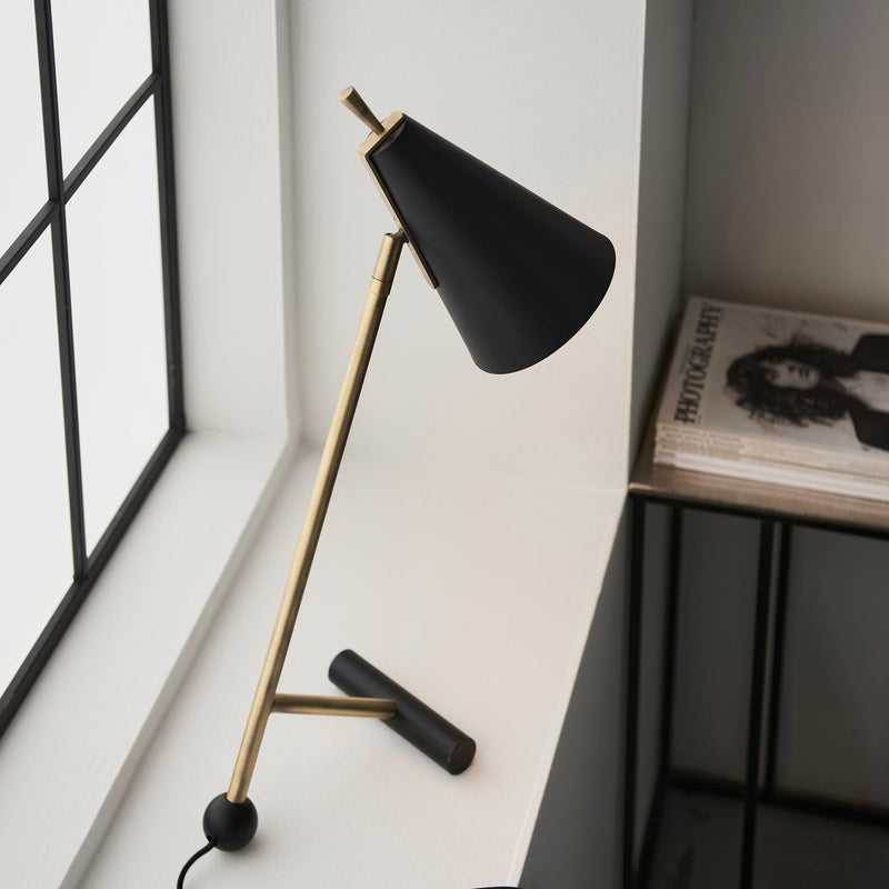 Harlesden Black & Brass Modern Industrial Table Lamp