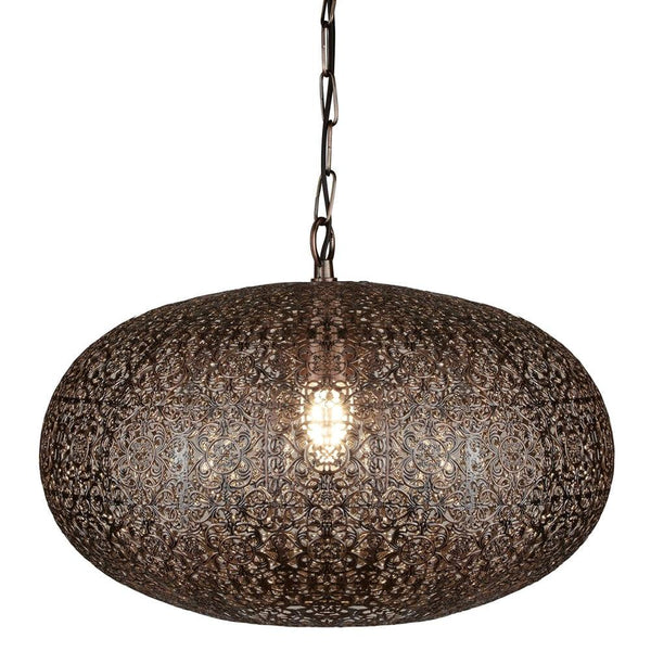 Fretwork 1 Light Moroccan Inspired Copper Ceiling Pendant