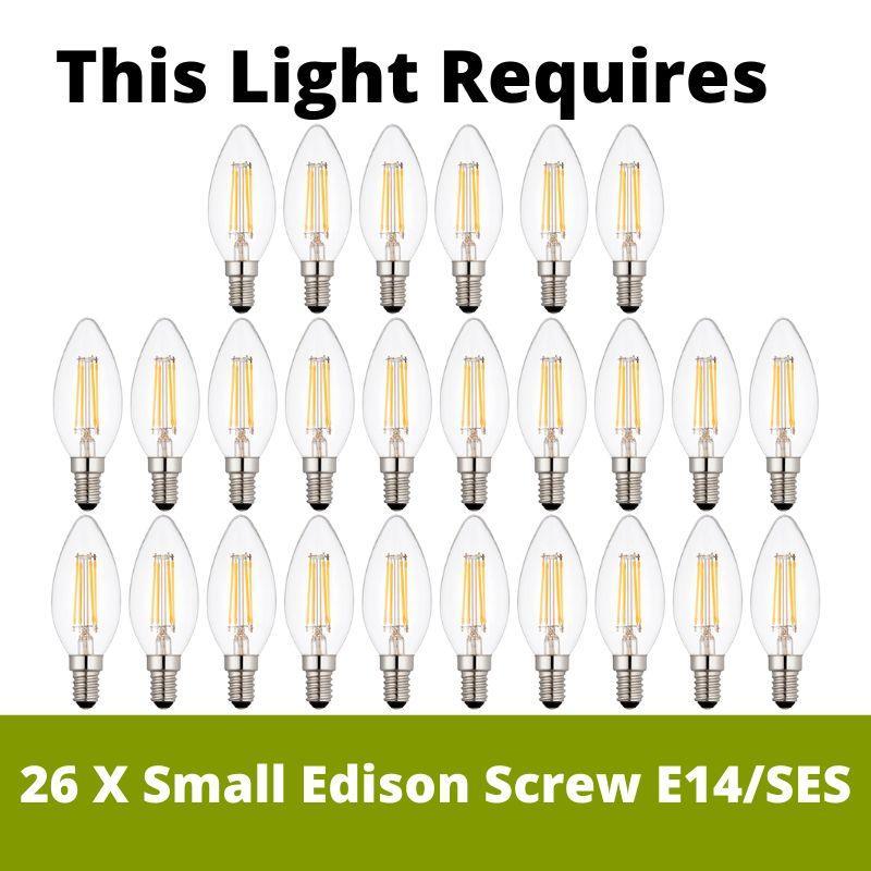 vesuvius circular 26 light crystal chrome ceiling pendant by searchlight lighting, LED Lamp Bulb Guide