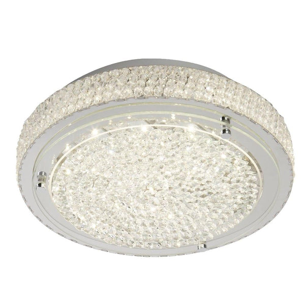 Florida Chrome & Crystal Flush LED Ceiling Light - 30cm image 1