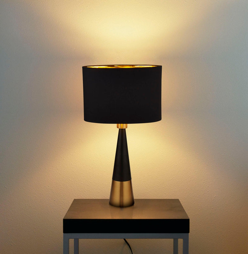 Chloe Black & Copper Pyramid Table Lamp With Black Shade