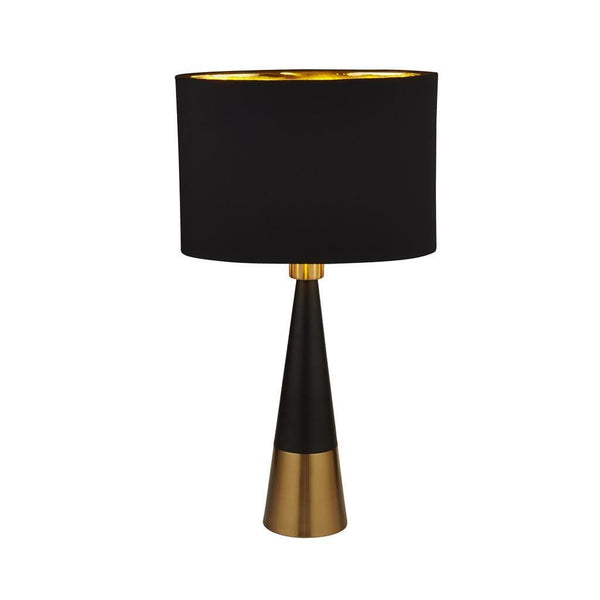 Chloe Black & Copper Pyramid Table Lamp With Black Shade 1