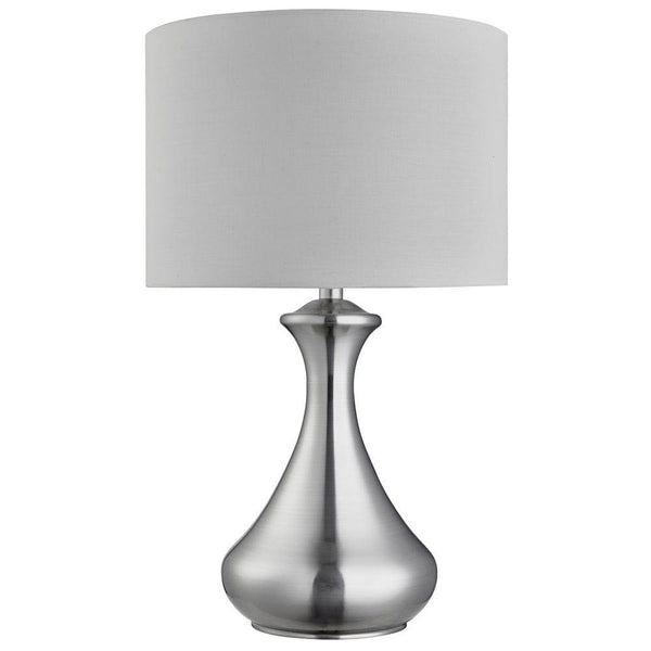 Searchlight Touch Lamp Satin Silver - White Shade 1