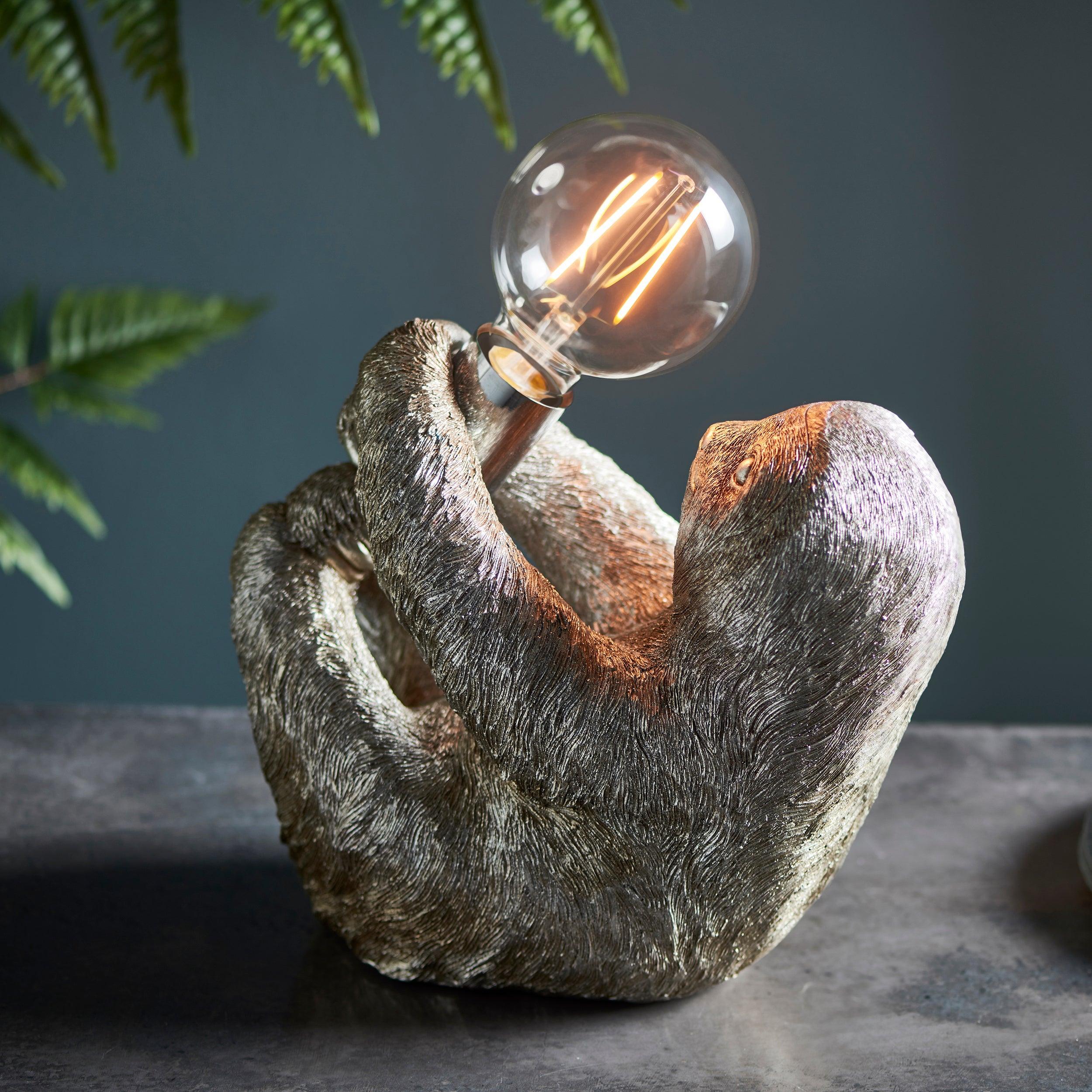 Lazy Silver Sloth Table Lamp-Living Lights-Living-Room-Tiffany Lighting Direct-[image-position]