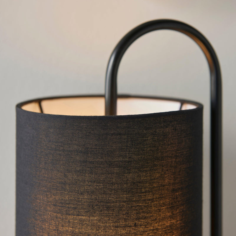 Kilburn Black Modern Table Lamp - With Black Fabric Shade