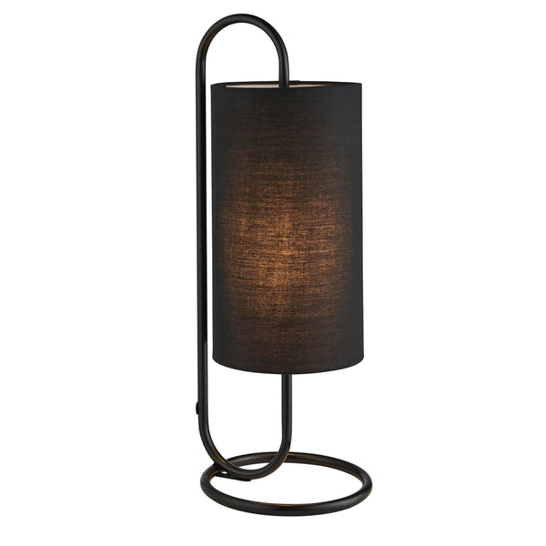 Kilburn Black Modern Table Lamp - With Black Fabric Shade