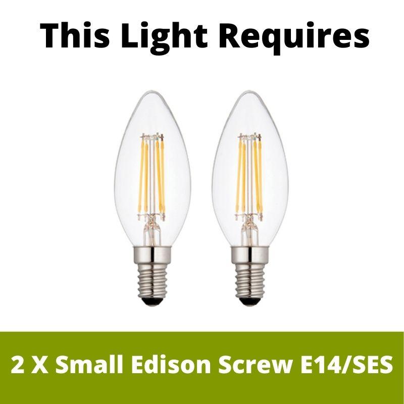 Searchlight Belfry 2 Light Brass Wall Light 1842-2BZ 2 Lamp Bulb Guide