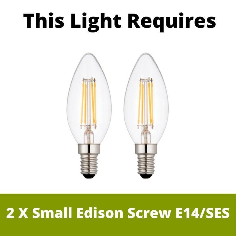 Highclere Brass Wall Light - White Shade 98937,Endon Lighting,2 Lamp Bulb Guide
