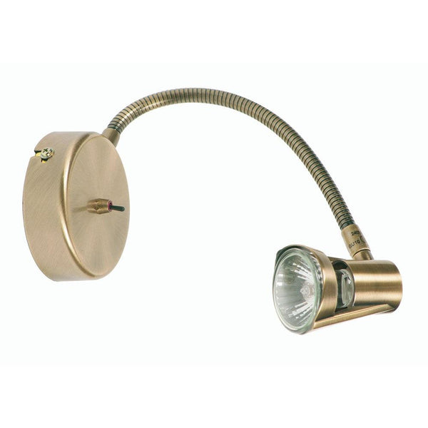 Romore 1 Light Antique Brass Switched Flexi-head Spot Light