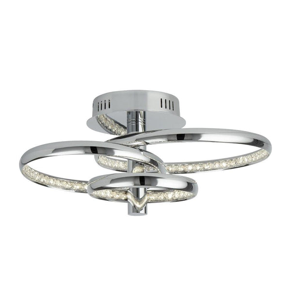 Rings 3 Light LED Chrome & Clear Crystal Ceiling Flush image 1