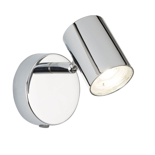 Rollo 1 Light Chrome Adjustable Wall Spotlight - Switched