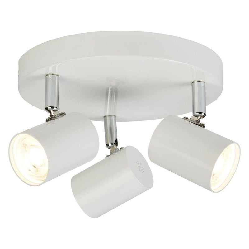 Rollo 3 Light White Cylinder Head Flush Adjustable Spotlight