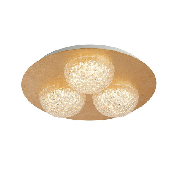 Celestia 3 Light Round LED Flush Ceiling Light - Gold & Acrylic