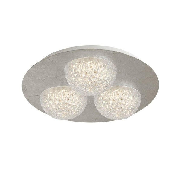 Celestia 3 Light Round LED living room Ceiling Flush - Silver & Acrylic Image 1