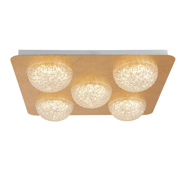 Celestia 5 Light LED Living Room Ceiling Flush - Gold Leaf & Acrylic Image 1