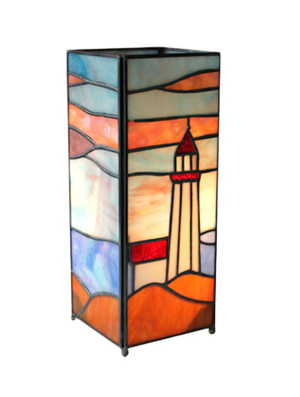 Lighthouse Square Tiffany Lamp 27cm 328337