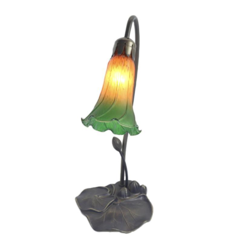 Green Single Lily Glass Table Lamp 1