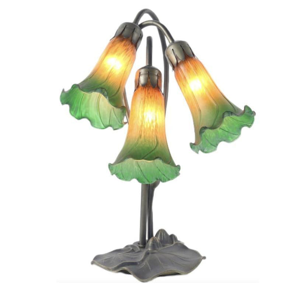 Green Triple Lily Glass Table Lamp 1