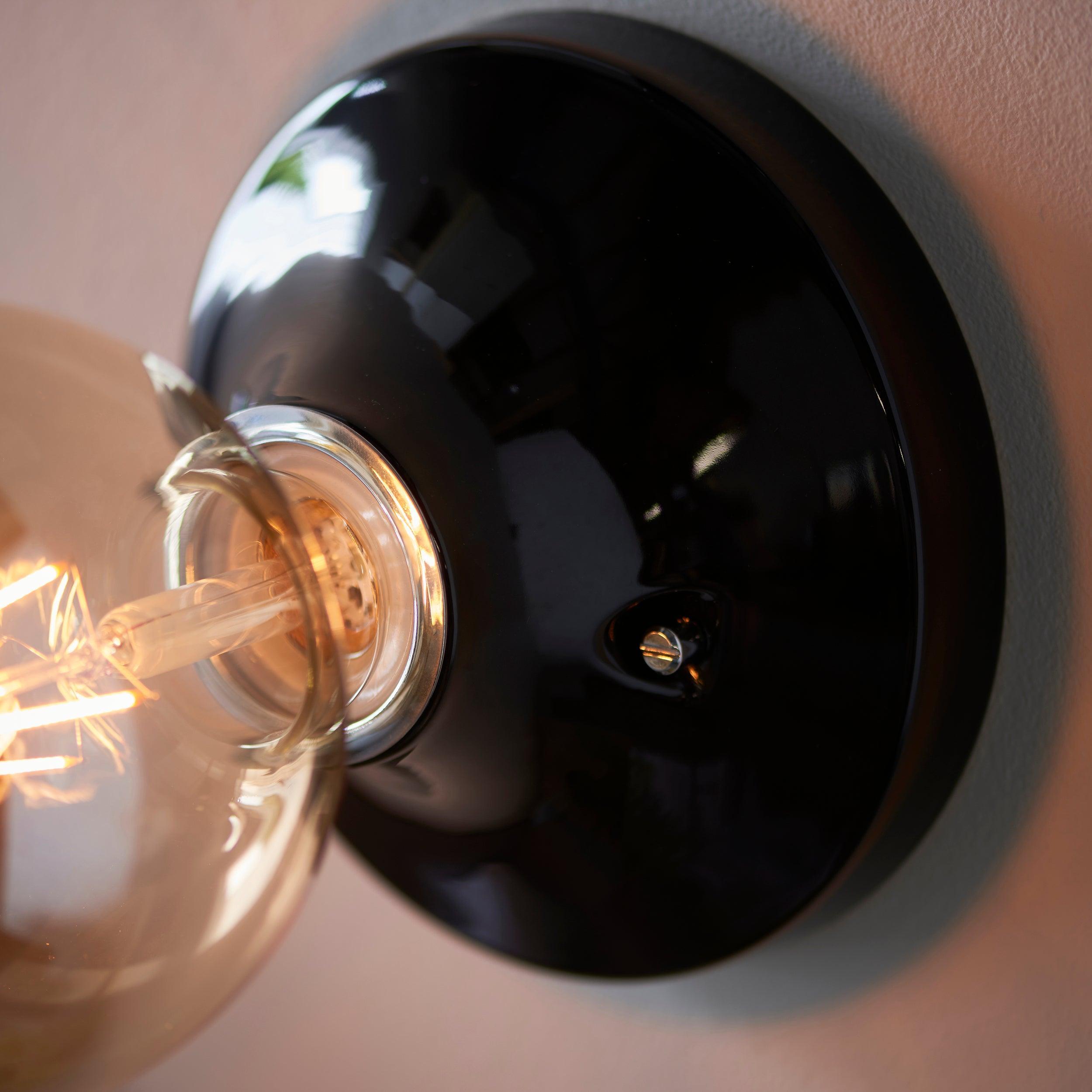 Maida Black Modern Bathroom Flush Ceiling / Wall Light