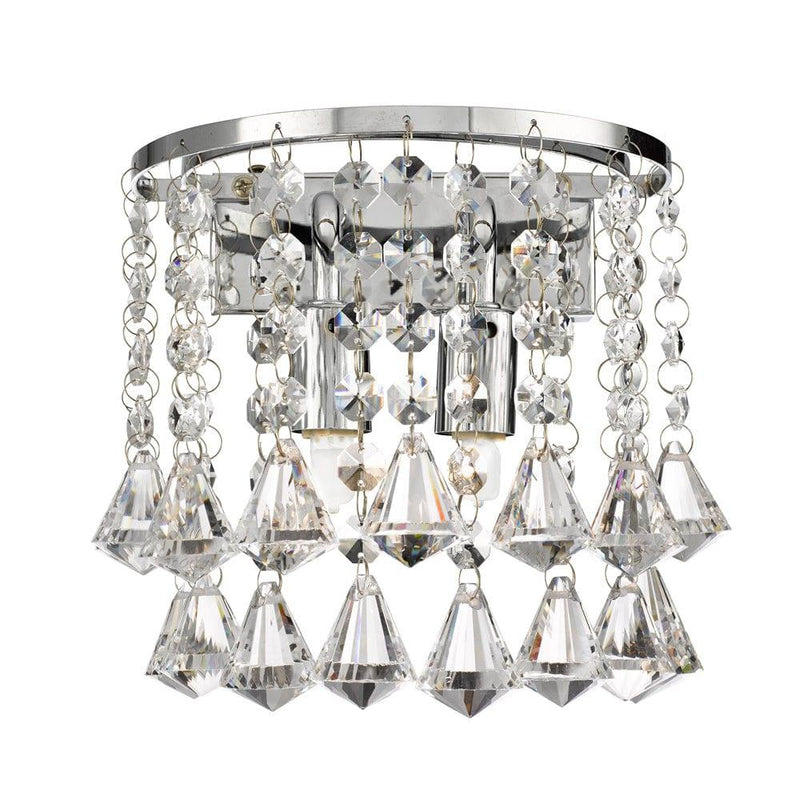 Dorchester Chrome & Crystal Round Wall Light Searchlight