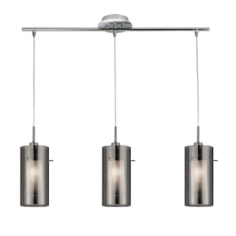 Duo 2 - 3 Light Bar Pendant Smokey/Frosted Glass Shades