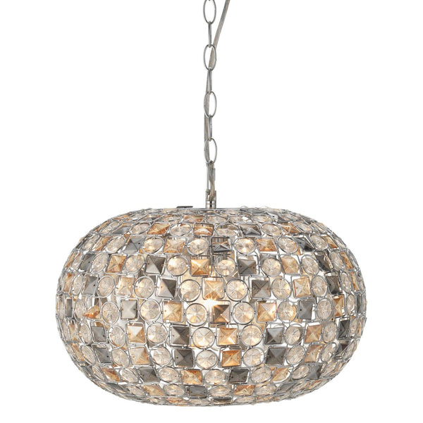 Davoli Oval Easy Fit Chrome Frame & Glass Beads Ceiling Lamp Shade