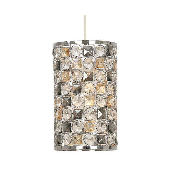 Davoli Large Easy Fit Chrome Frame & Glass Beads Ceiling Lamp Shade