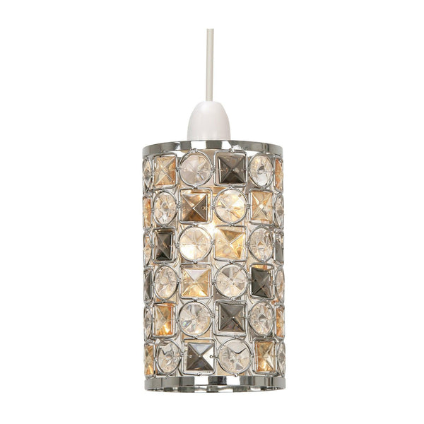 Davoli Small Easy Fit Chrome Frame & Glass Beads Ceiling Lamp Shade