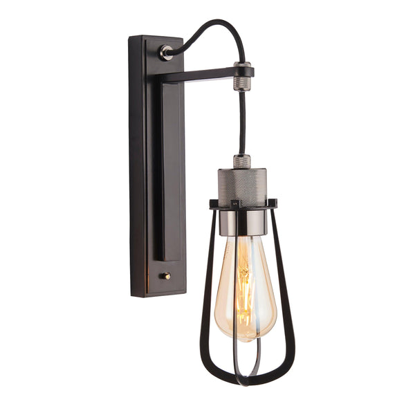 Reading Black Industrial Wall Light - Switched