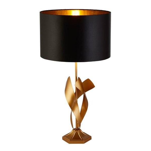 Searchlight Breeze 1 Light Gold Table Lamp With Black Shade 1