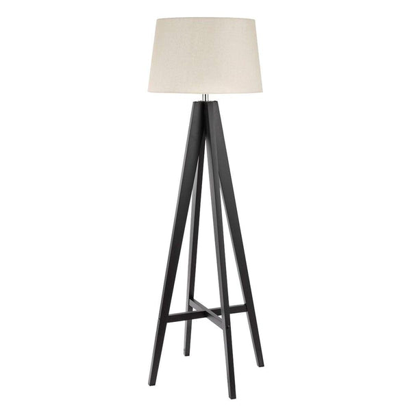 Easel Dark Wood Floor Lamp - Cream Linen Shade Searchlight by Searchlight Lighting 1