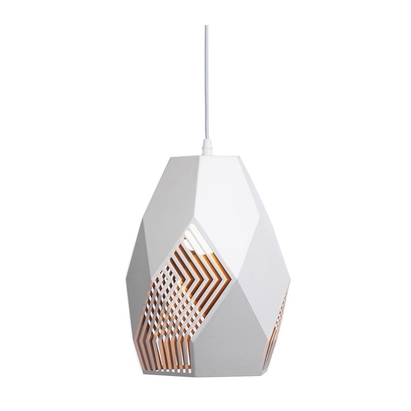 Melfi White Laser Cut Fitting With Gold Inner Ceiling Pendant - Large