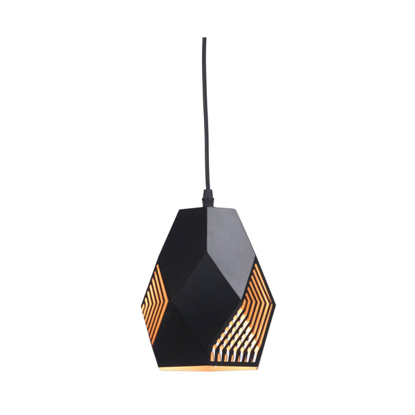 Melfi Black Laser Cut Fitting With Gold Inner Ceiling Pendant - Small