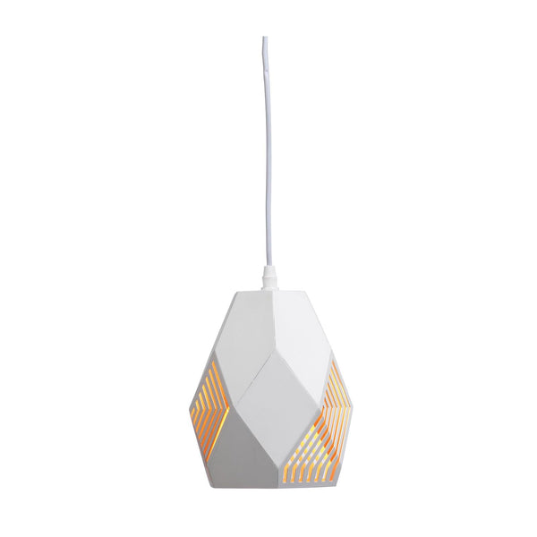 Melfi White Laser Cut Fitting With Gold Inner Ceiling Pendant - Small