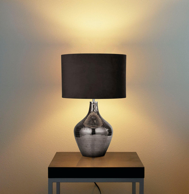 Disco Smoked Mosaic Table Lamp - Brown Suede Shade 3