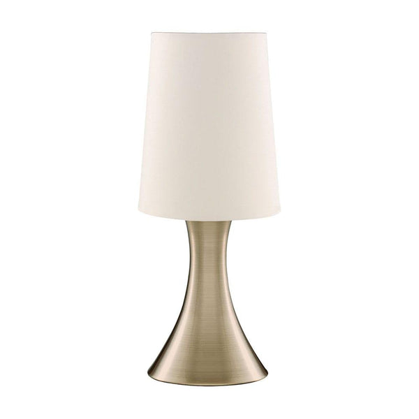 Touch Table Lamp Antique Brass - White Tapered Shade 1