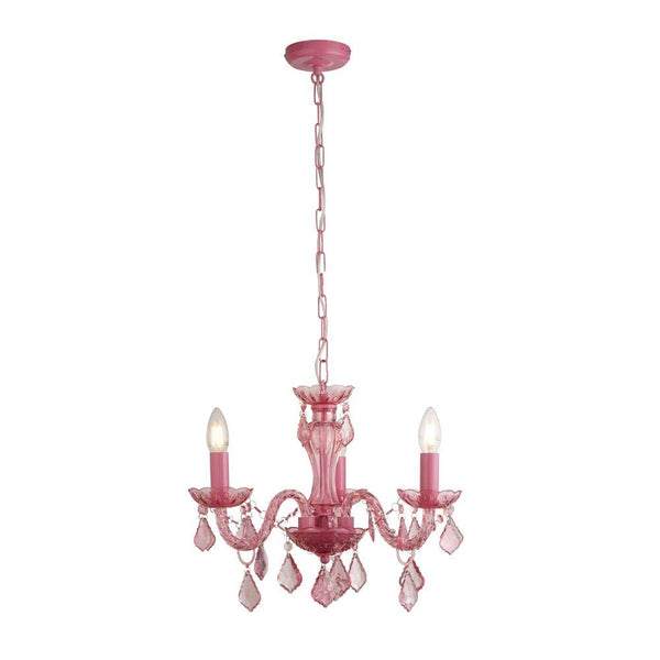 Searchlight Kids 3 Light Pink Chandelier With Acrylic Beads-Searchlight Lighting-1-Tiffany Lighting Direct
