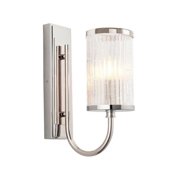 Metropolis Nickel Wall Light With Ribbed Glass