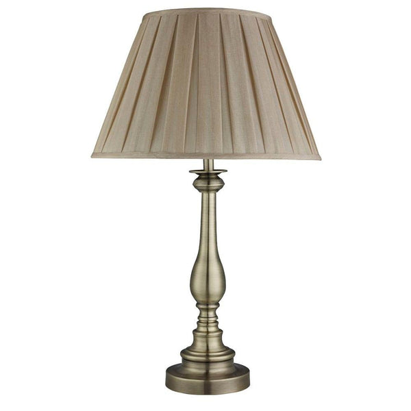 Searchlight Flemish Brass Table Lamp - Mink Pleated Shade 1