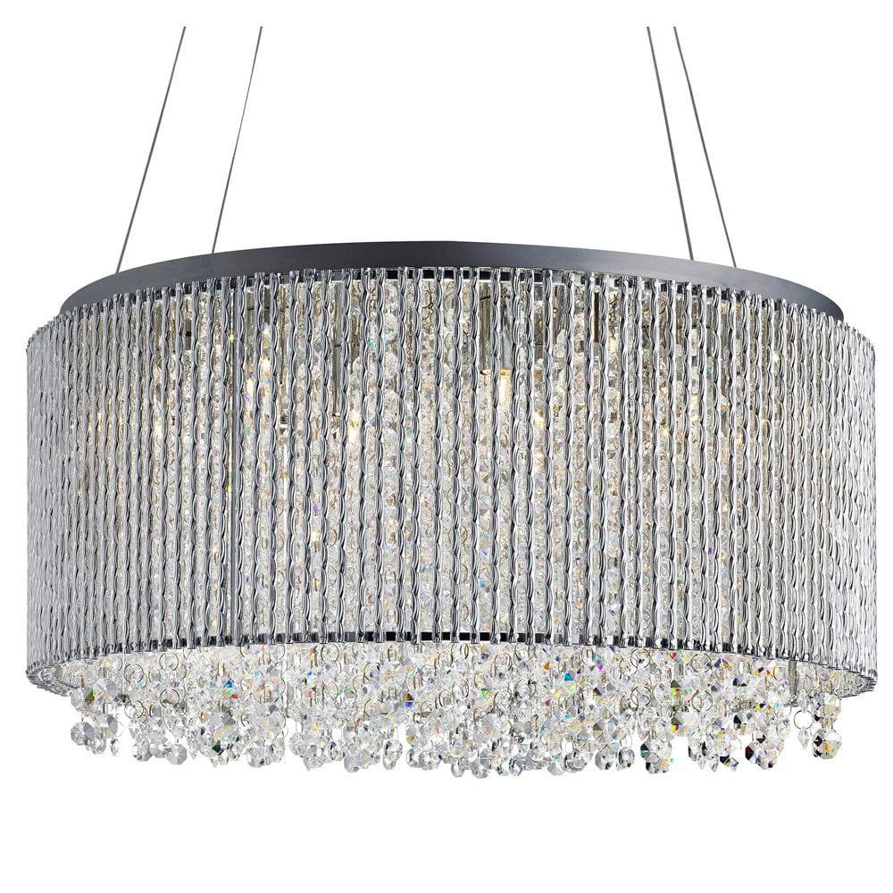 Elise I 8 Light Chrome & Crystal Bar Pendant Ceiling Light-Ceiling Pendant Lights-1-Tiffany Lighting Direct