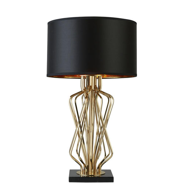 Ethan Gold & Marble Table Lamp With Black Shade 1