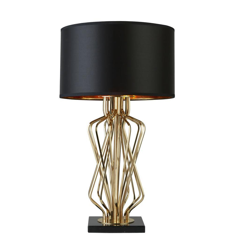 Ethan Gold & Marble Table Lamp With Black Shade 1